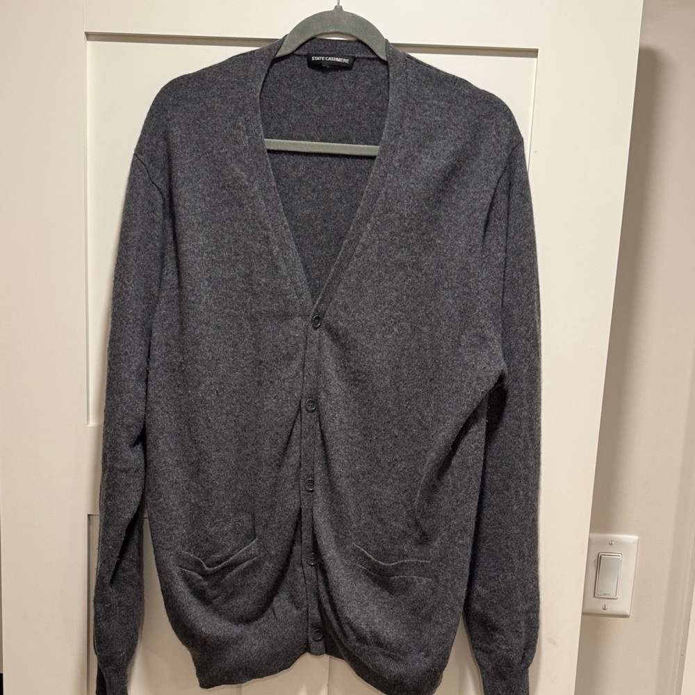 State cashmere gray cardigan buttery, soft, and cozy